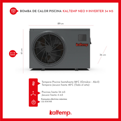 Kaltemp Pooltemp Neo 9 Full Inverter | 34 m3 + Instalación